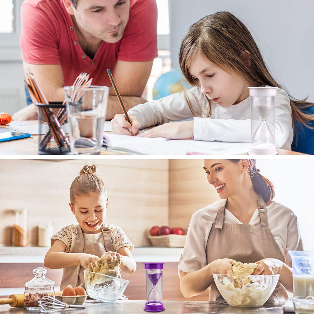 Emdmak Sand Timer, Acrylic Hourglass Timer Colorful Sandglass Timer 1 Min/2 Mins/3 Mins/5 Mins/10 Mins/15 Mins Sand Clock Timer